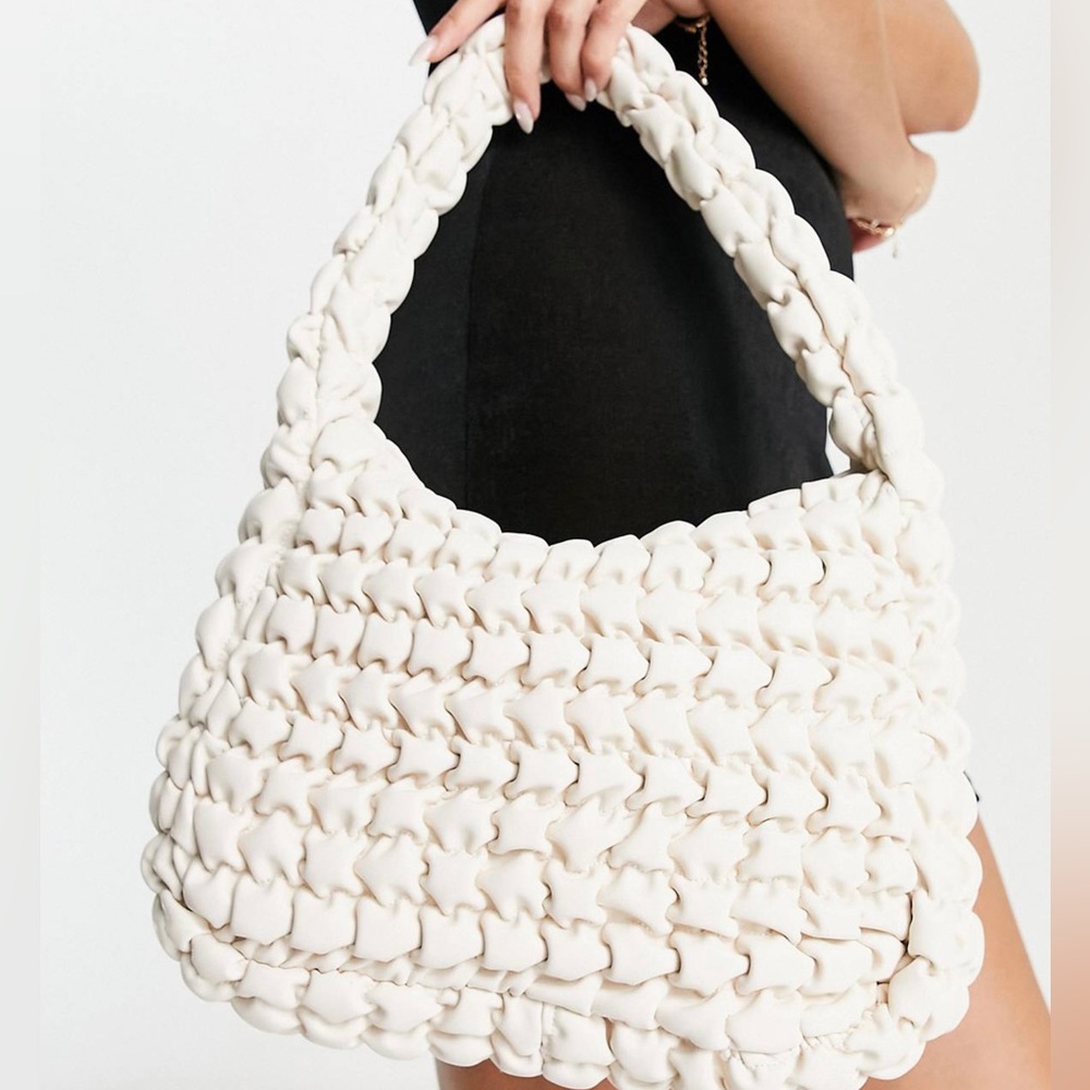 ASOS | Bershka ruched 90s shoulder bag in ecru